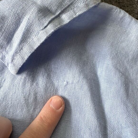 Puro Lino Shirt Mens Size 3XL Blue Button Up Long Sleeve Linen Made In Italy - Picture 6 of 8